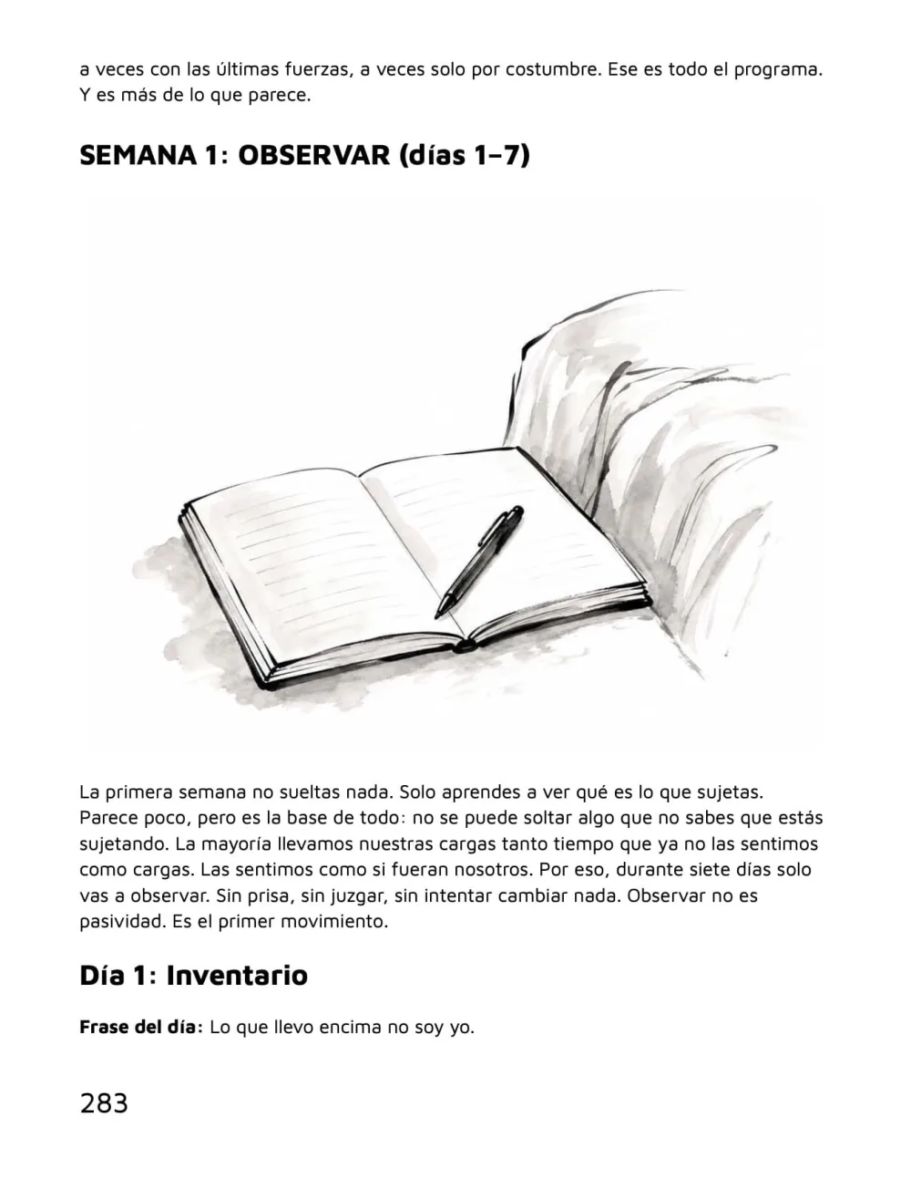 Lascia andare ciò che ti distrugge — programma di 30 giorni, Settimana 1: osservare, pagina 283